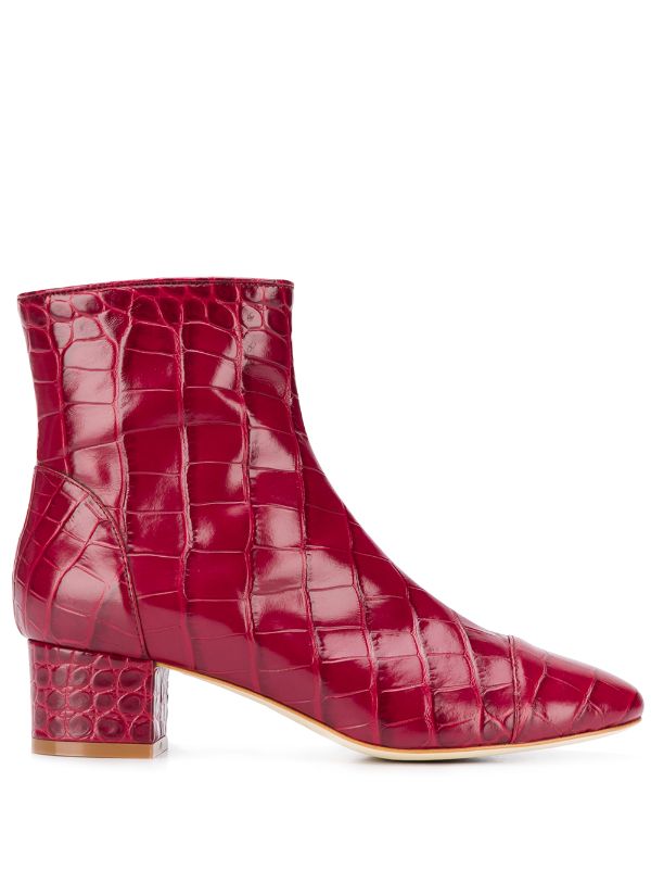 red crocodile ankle boots