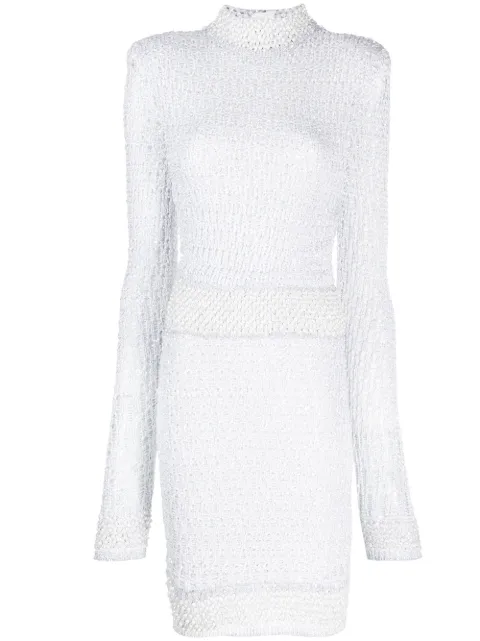 Balmain vestido tejido con perlas y lentejuelas