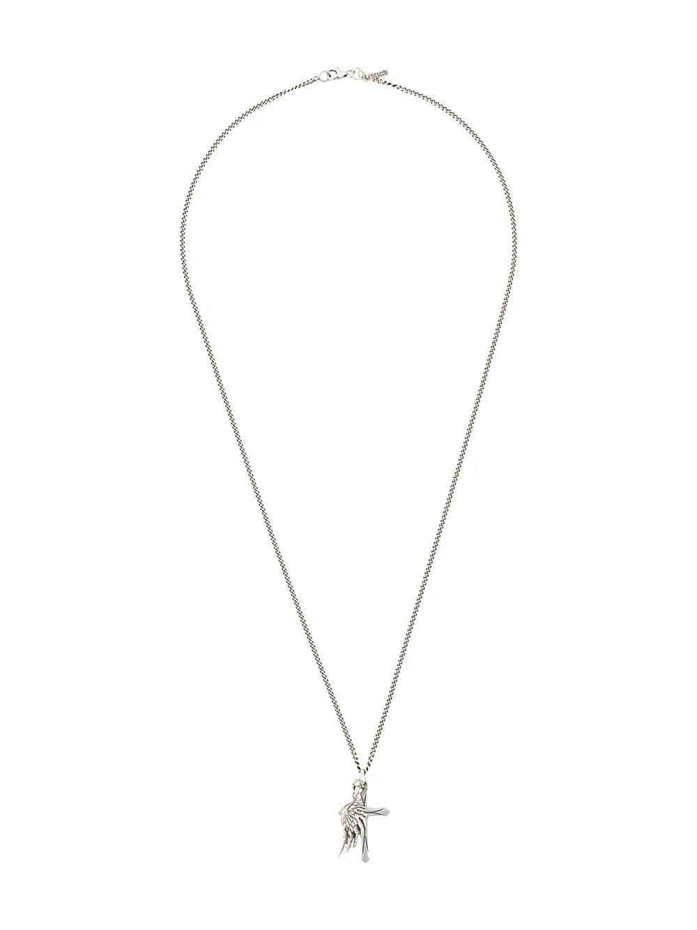 Emanuele Bicocchi Wing And Cross Pendant Necklace In Silver