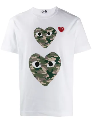 Comme Des Garçons Play 心形迷彩印花T恤| 白色| FARFETCH CN