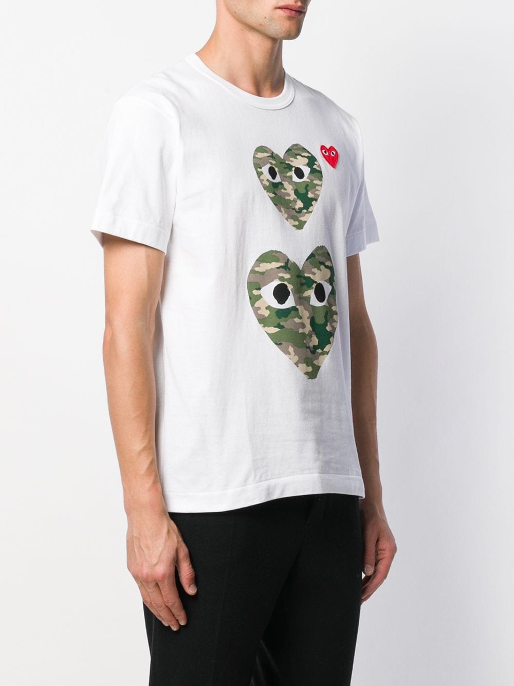 cdg camo heart t shirt