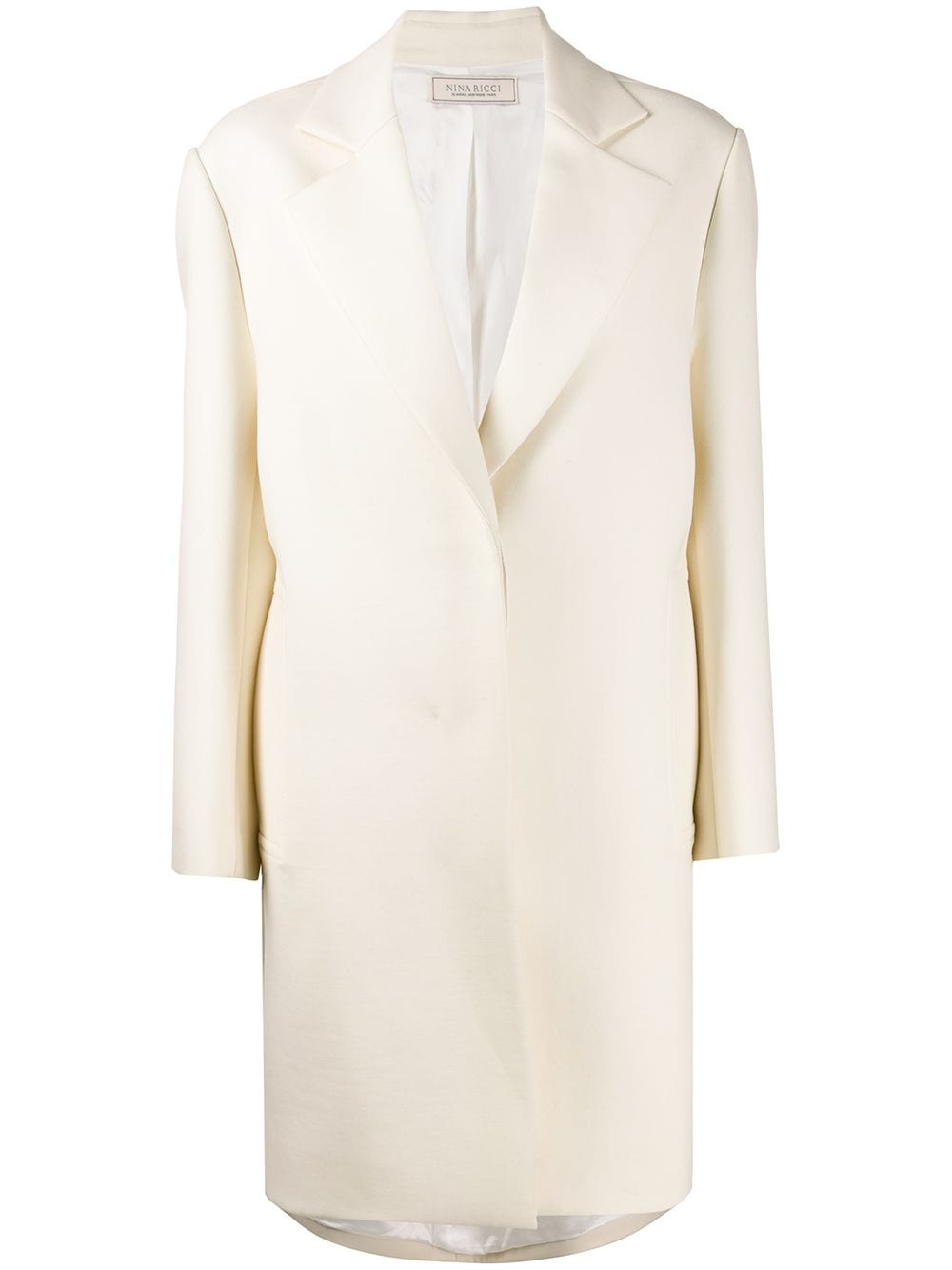 Nina Ricci Structured Flared Single Breasted Coat In White