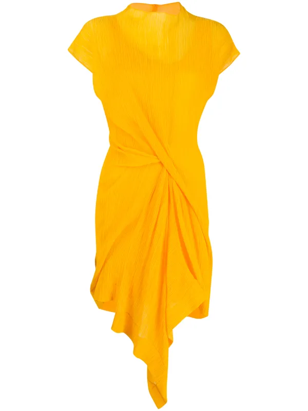 Nina Ricci Draped Front Shift Dress in Yellow