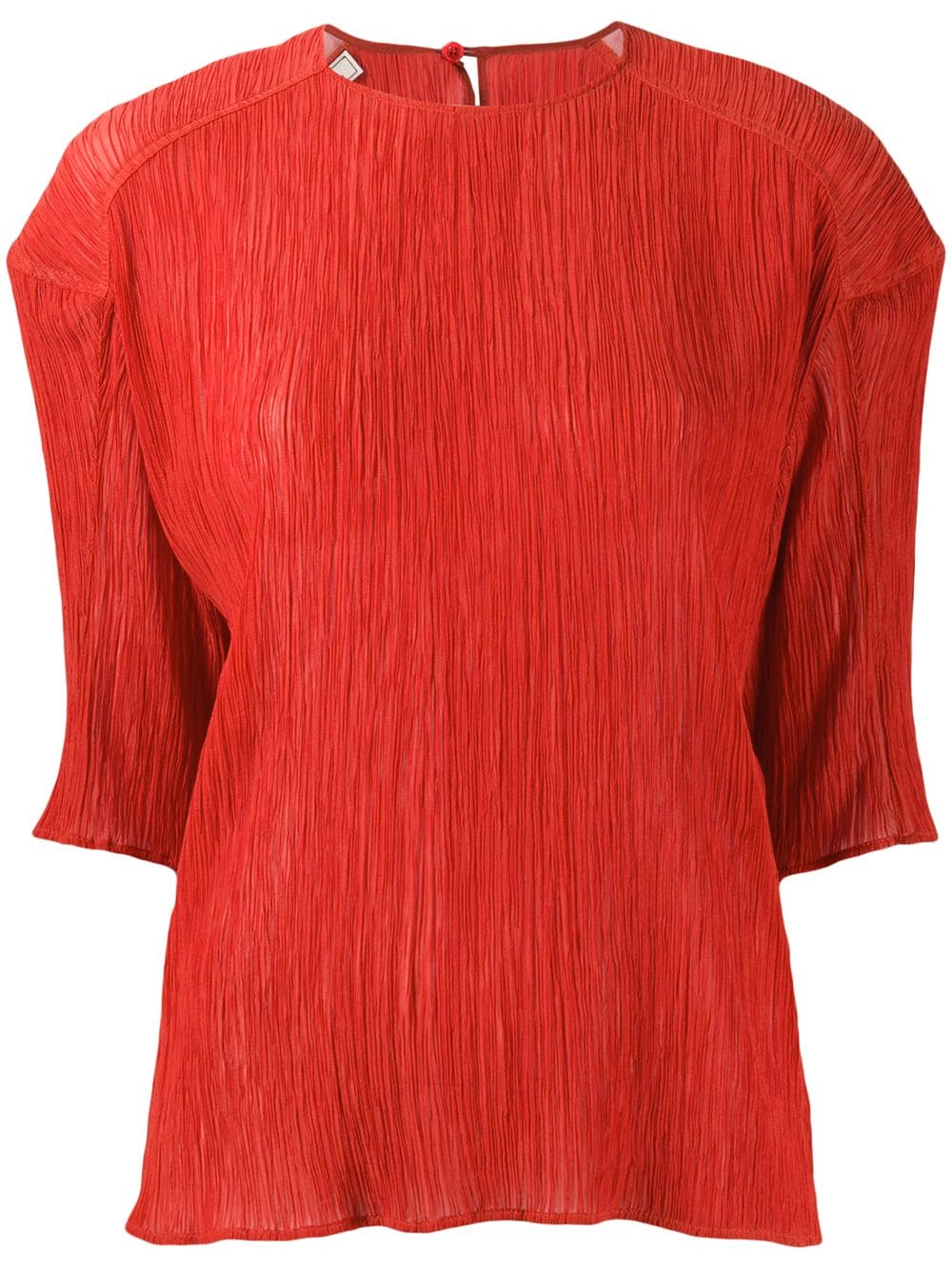 Nina Ricci Plissé Half-sleeve Blouse In Red