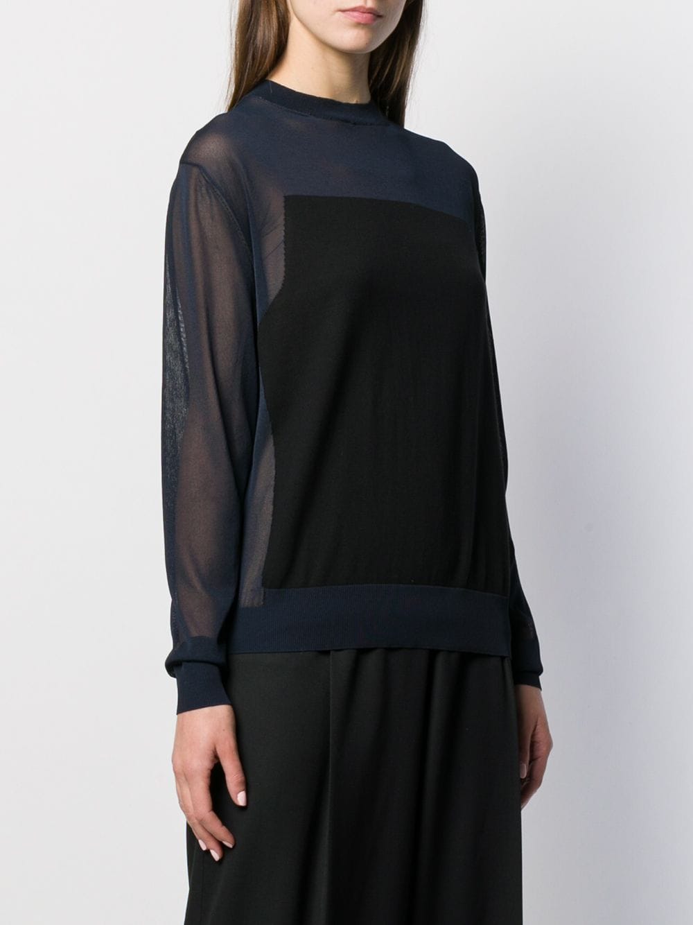 Shop Nina Ricci Sheer Long Sleeve Top In Blue