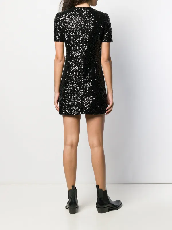 Farfetch Abbigliamento Vestiti Vestiti paillettes Abito con logo di paillettes Nero 