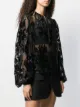 Saint Laurent shiny floral-embroidered blouse