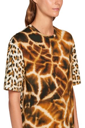 T-shirt con stampe Leopard e Giraffe