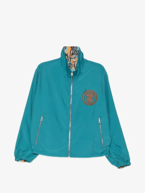Roberto Cavalli logo embroidered zip-up jacket