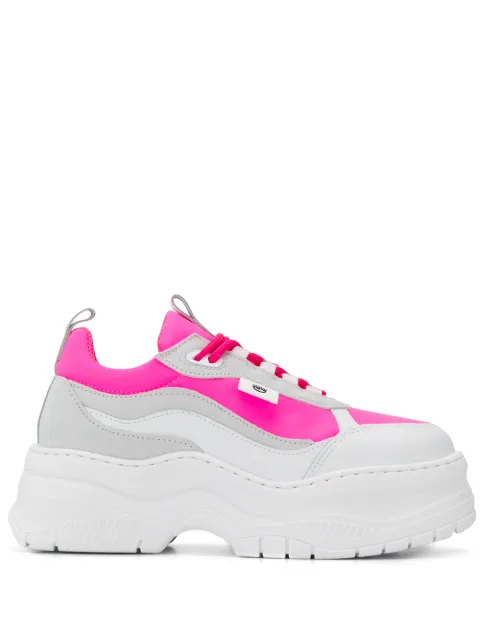 Click to view more detailed imagery on our partner's website Chiara Ferragni Flirting Eye Platform Shoes In 037 White Pink Fluo