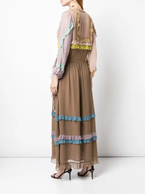 CYNTHIA ROWLEY EDIE MINI RUFFLE TRIM MAXI DRESS