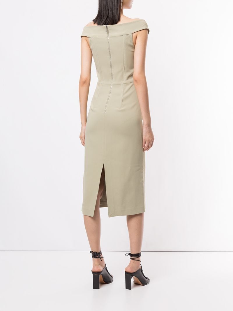 Shop Dion Lee Off-the-shoulder Midi Dress In Green