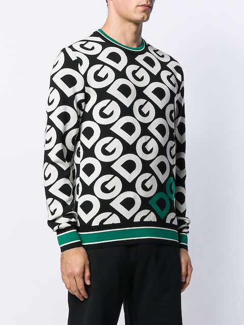 Shop black & white Dolce & Gabbana monogram patterned jumper with ...