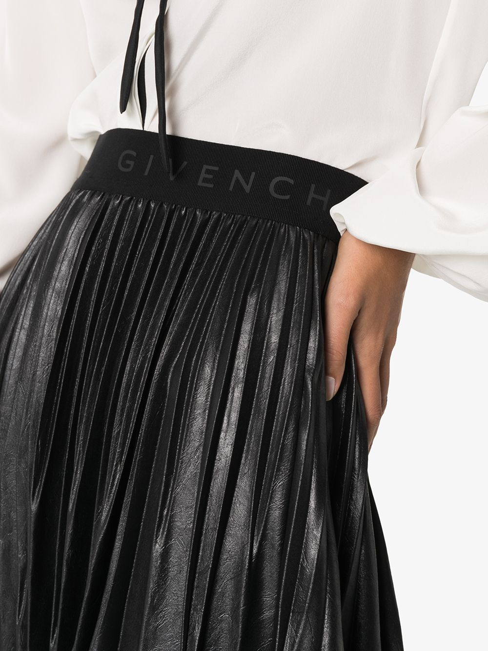 фото Givenchy плиссированная юбка мини с логотипом на поясе