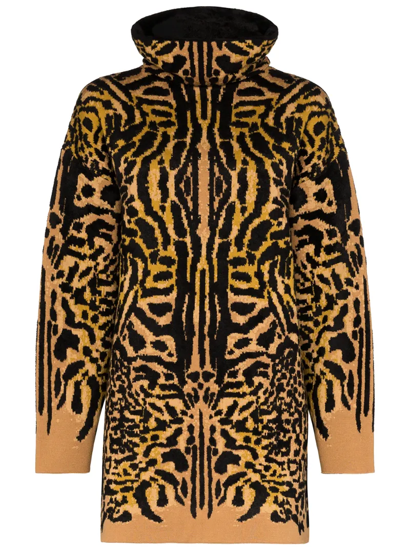 GIVENCHY TURTLENECK CHEETAH JACQUARD JUMPER