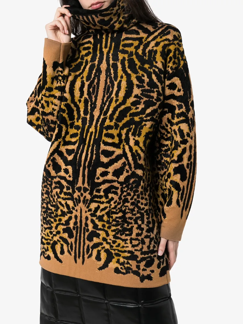 GIVENCHY TURTLENECK CHEETAH JACQUARD JUMPER