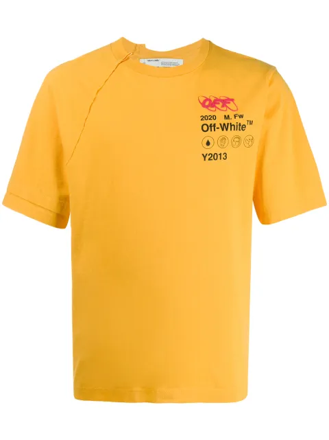 Click to view more detailed imagery on our partner's website Off-White Yellow Men's Yellow Industrial Print T-Shirt In 6010 Yellow Black