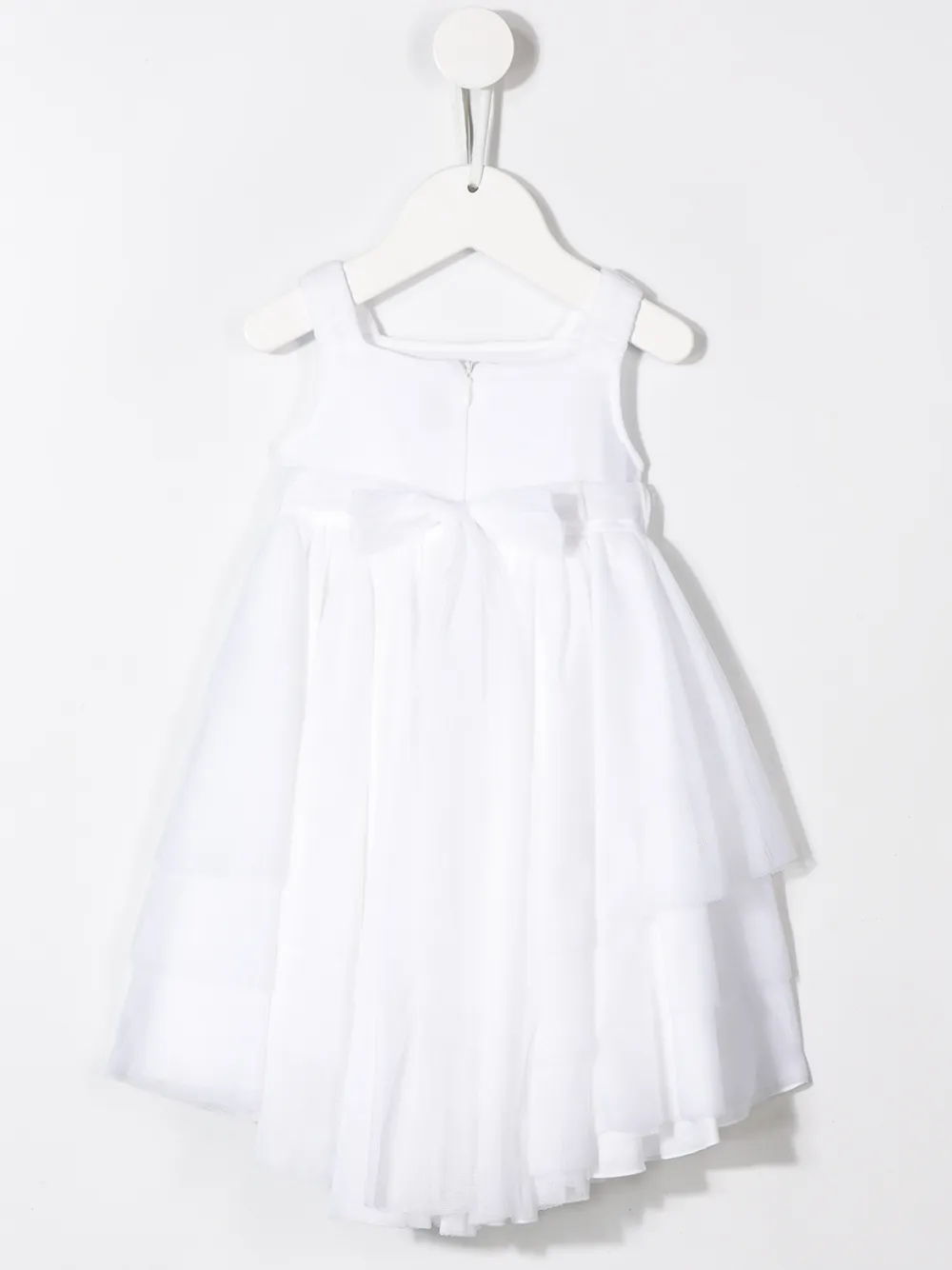 Aletta Asymmetrische jurk verfraaid met bloemen - Wit
