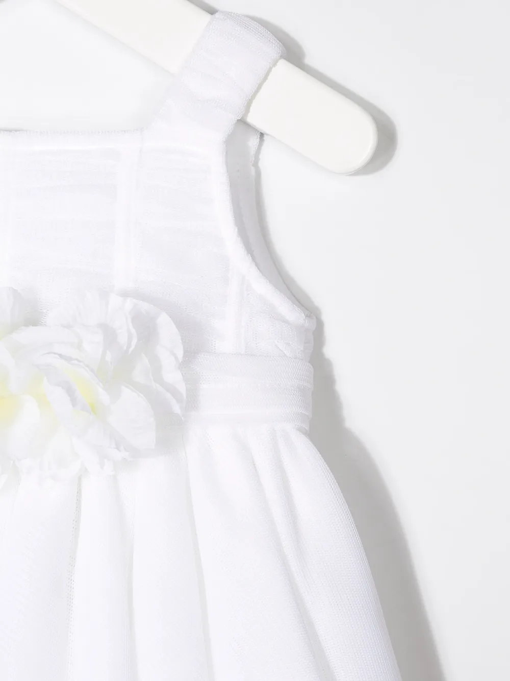 Aletta Asymmetrische jurk verfraaid met bloemen Wit