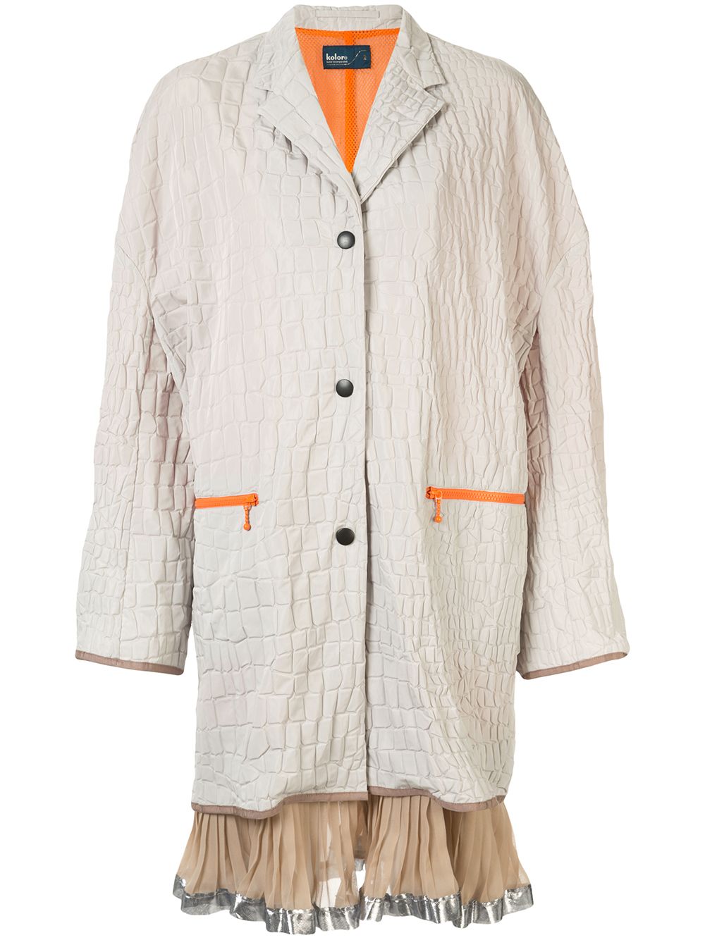 Kolor Croc-embossed Cocoon Coat In White