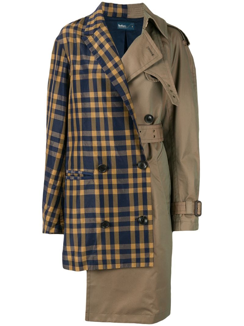 Kolor Trenchcoat Mit Kontrasteinsatz In Brown