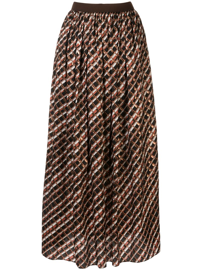 Kolor Pleated Metallic Skirt In Brown