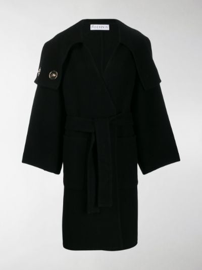 JW Anderson oversized collar wrap coat black | MODES