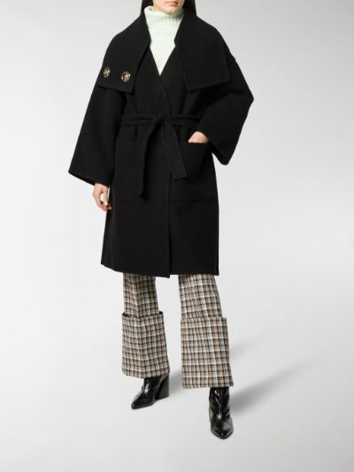 JW Anderson oversized collar wrap coat black | MODES