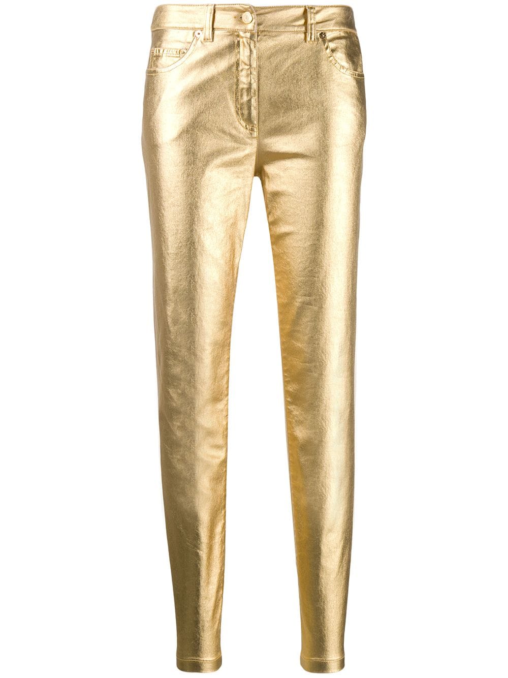 фото Moschino брюки кроя слим с эффектом металлик