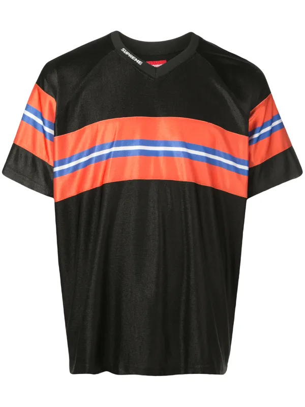 black and orange supreme shirt