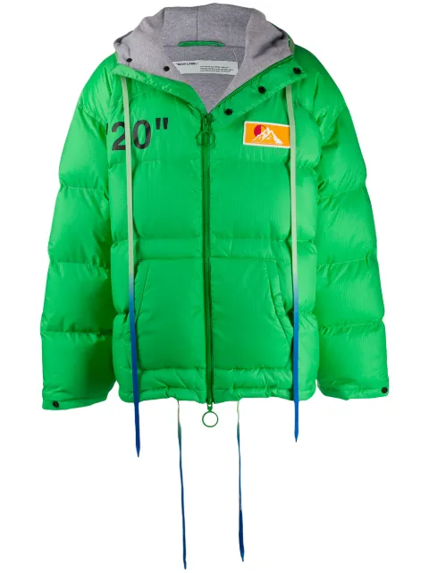 Click to view more detailed imagery on our partner's website Off-white Green Down Zipped Puffer Jacket In Green Black