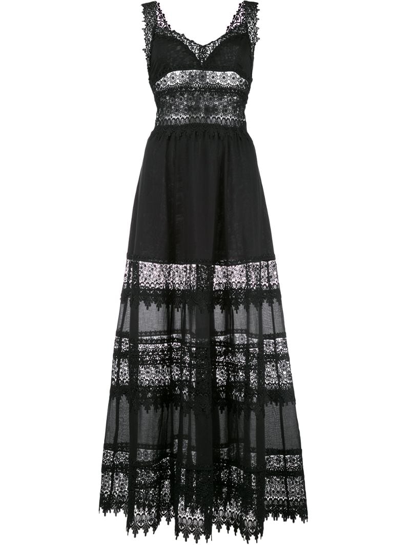 Charo Ruiz Lace Embellished Flared Sophia Dress In Black | ModeSens