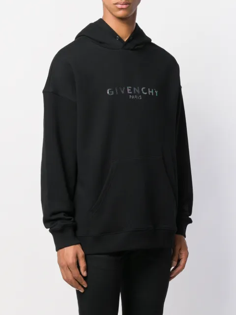 GIVENCHY IRIDESCENT PRINTED LOGO HOODIE