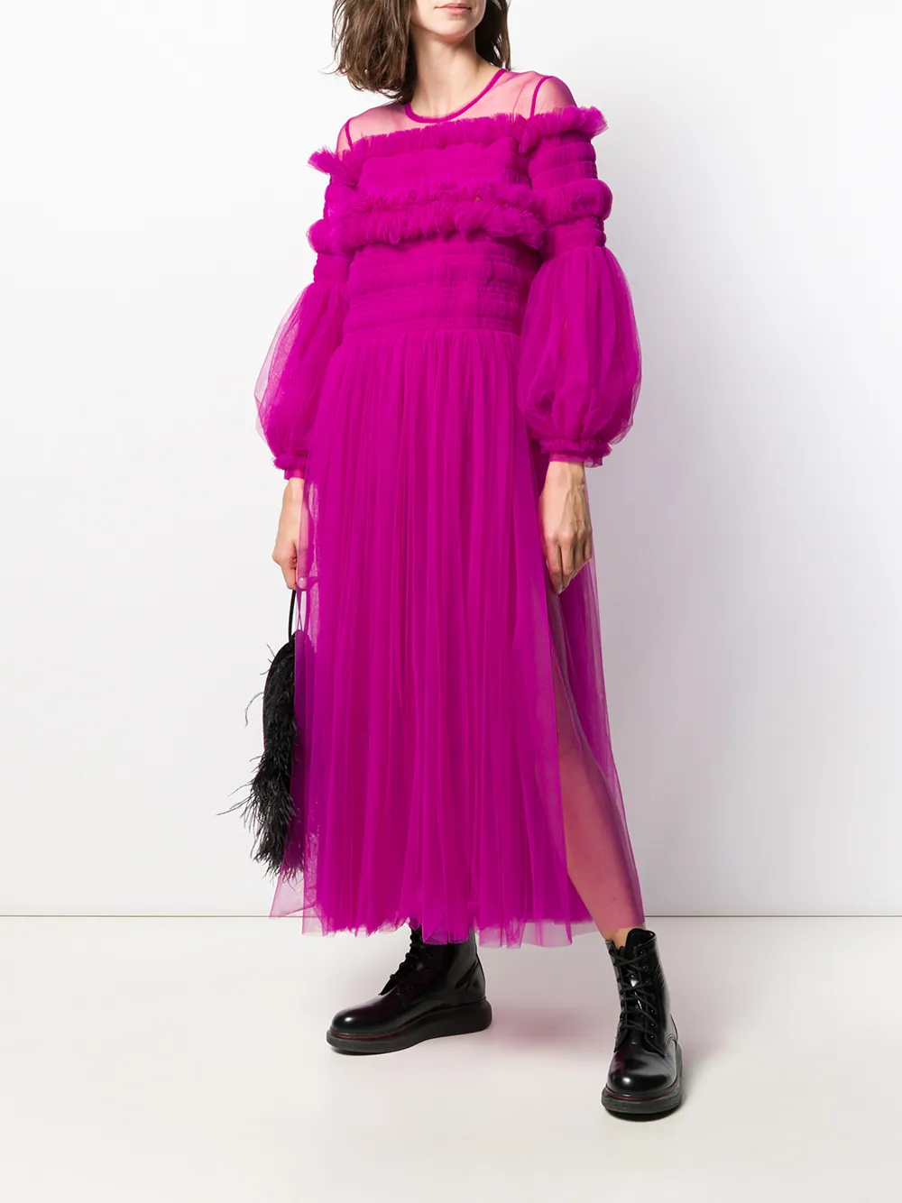  Molly Goddard Kleid Mit Tüllbesatz   Rosa 
