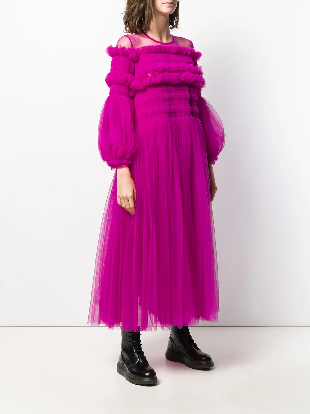  Molly Goddard Kleid Mit Tüllbesatz   Rosa 