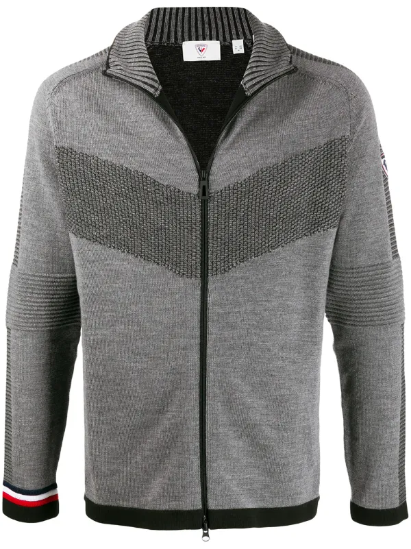 gray zip up sweater