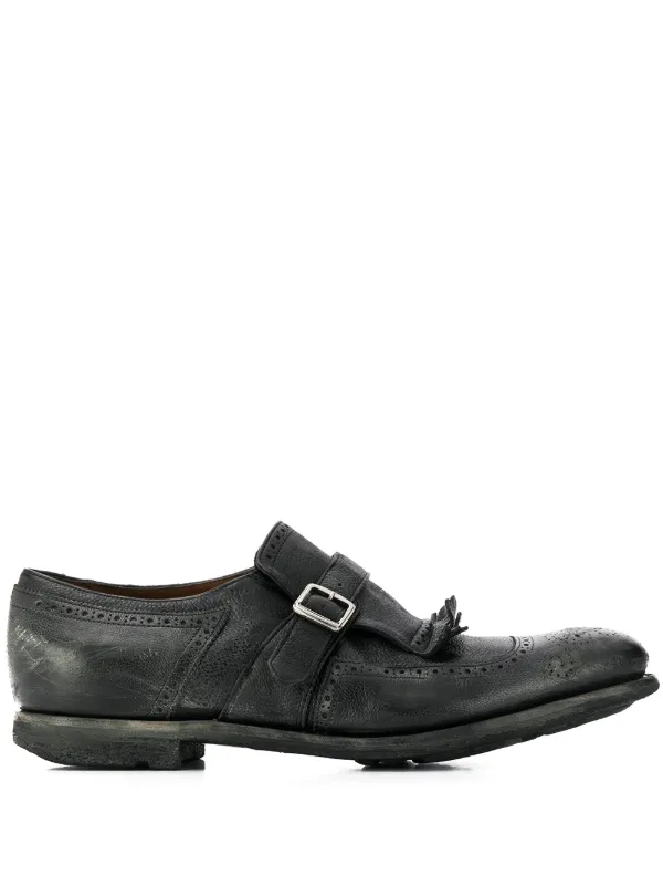 Church s Shanghai Monk Shoes Men Leather Leather Rubber 8 Black