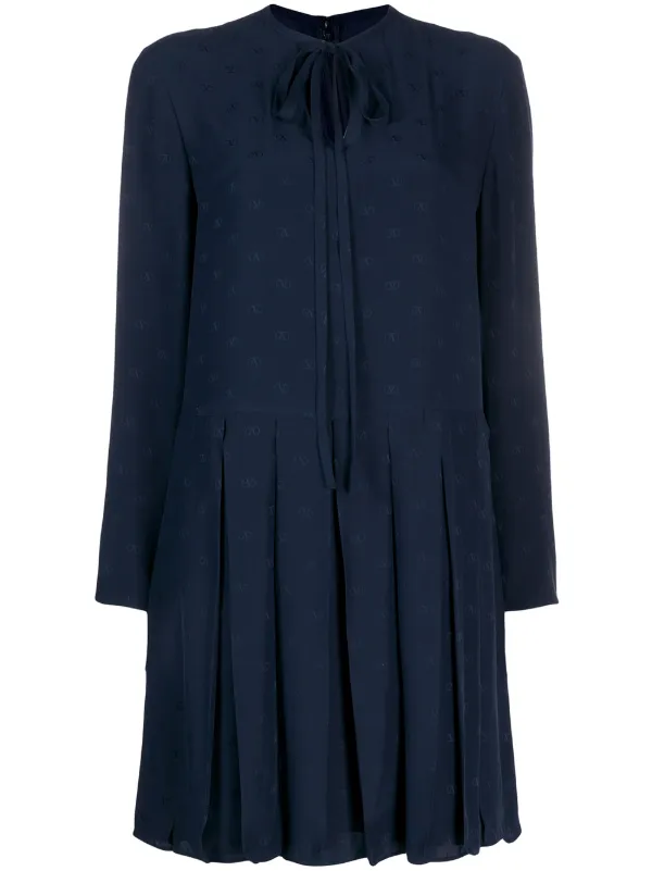 tie neck shift dress