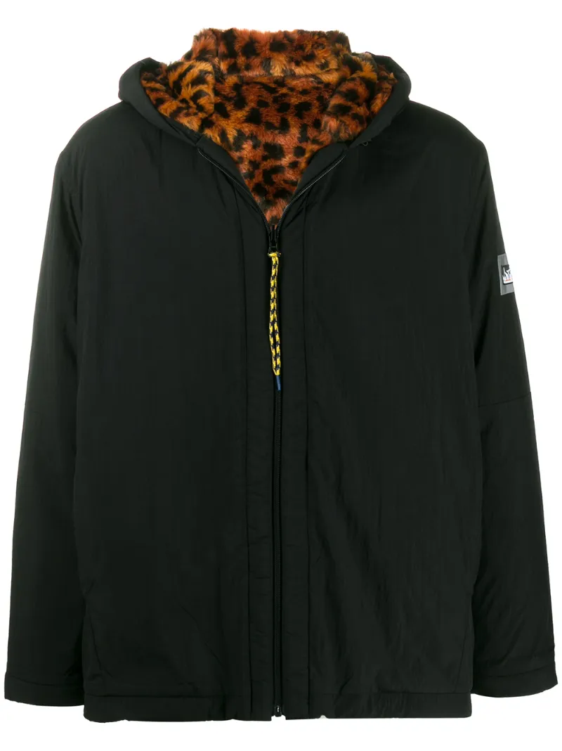 Aries Jackets ARIES LEOPARD PRINT DETAIL JACKET - BLACK