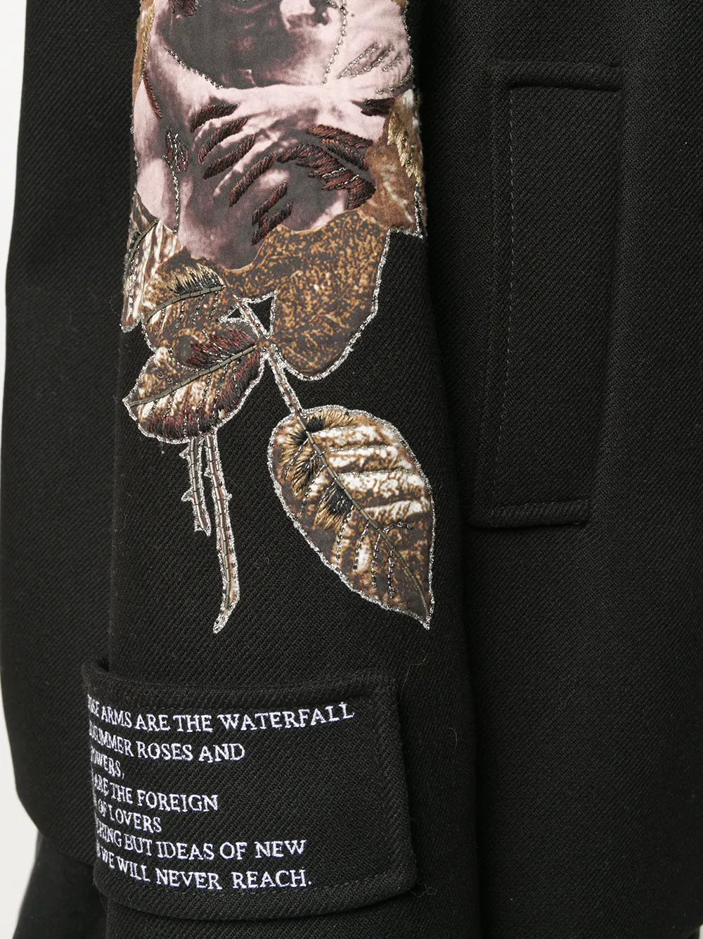 Valentino Garavani floral embroidered patch sleeve coat | Image 5