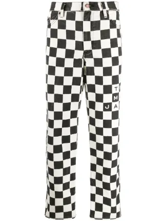 black and white checkered jeans