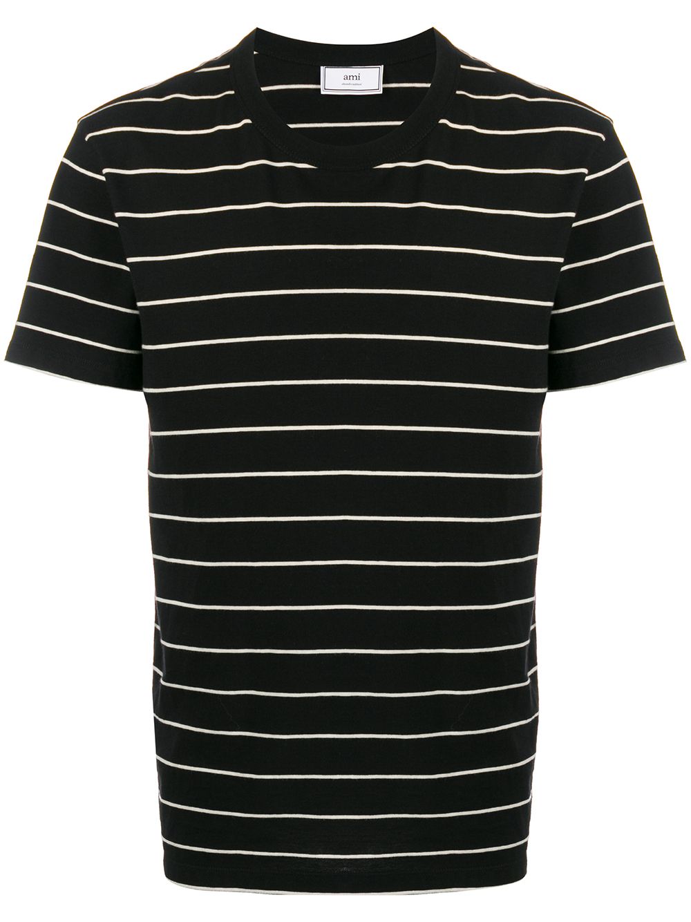 AMI ALEXANDRE MATTIUSSI STRIPED LOGO TAB T-SHIRT