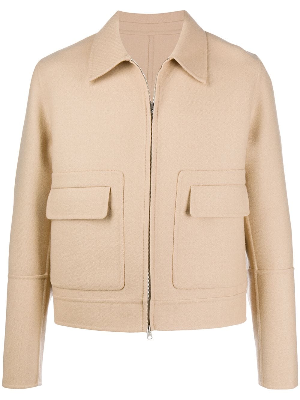 Ami Alexandre Mattiussi Patch Pockets Zipped Jacket In Neutrals