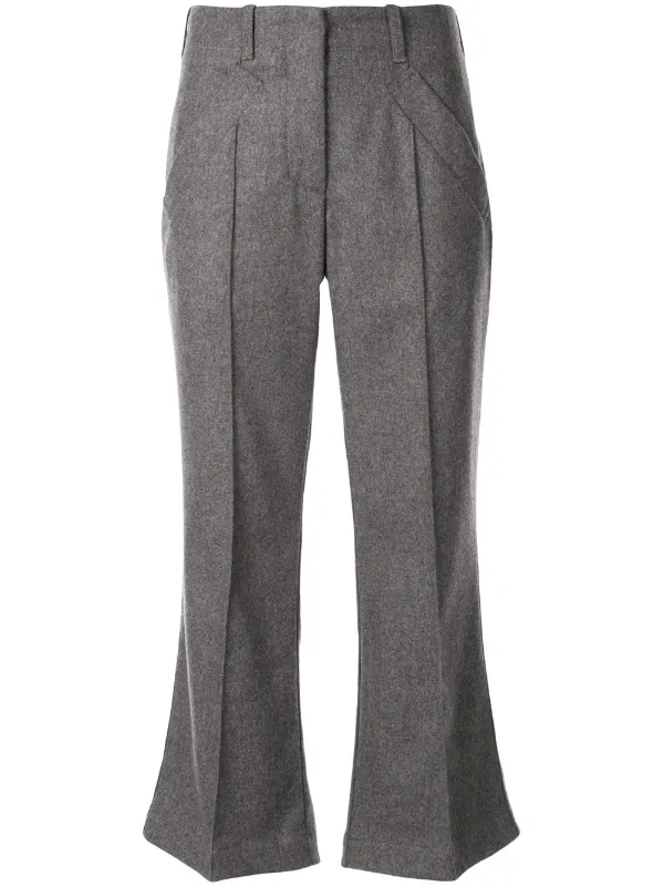 grey wool cropped trousers