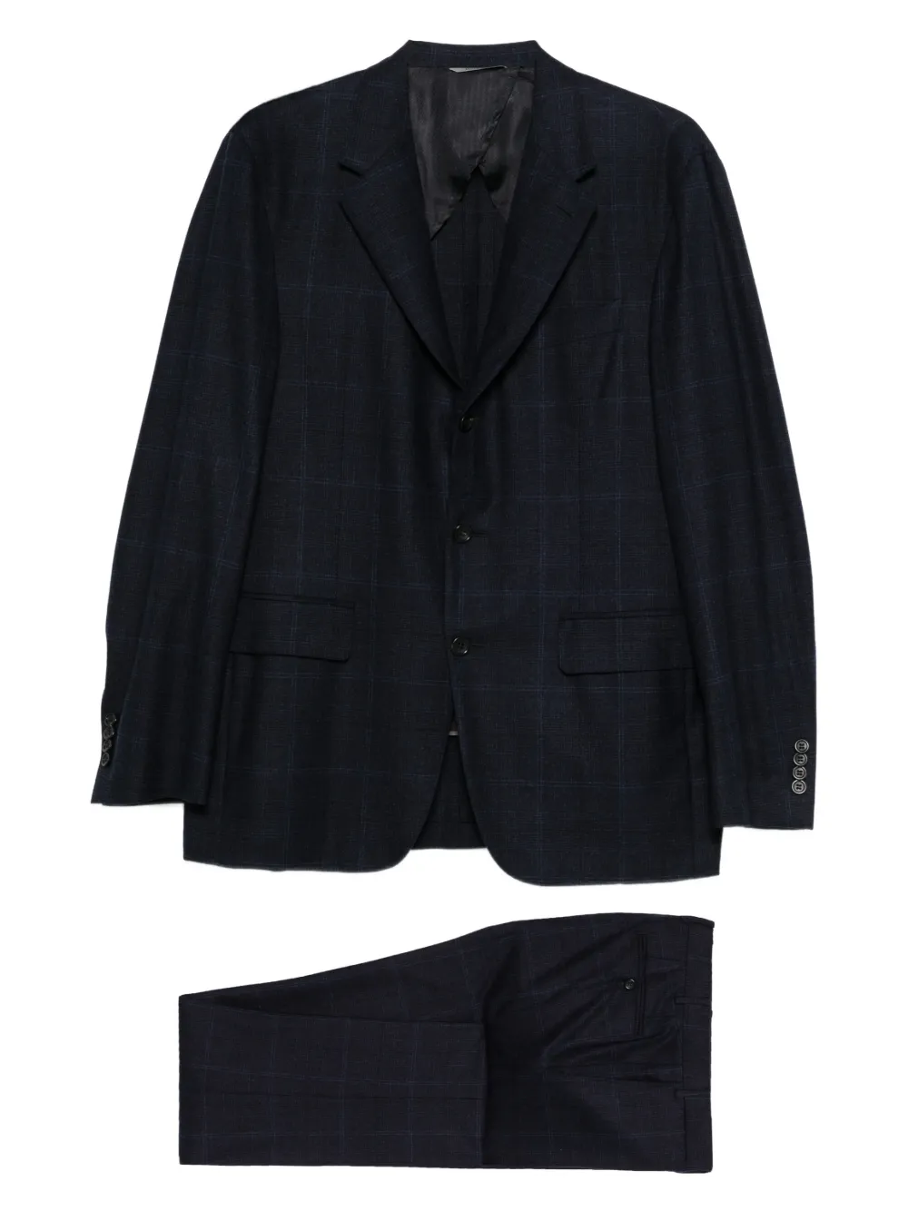 Canali Checkered Suit In Blue
