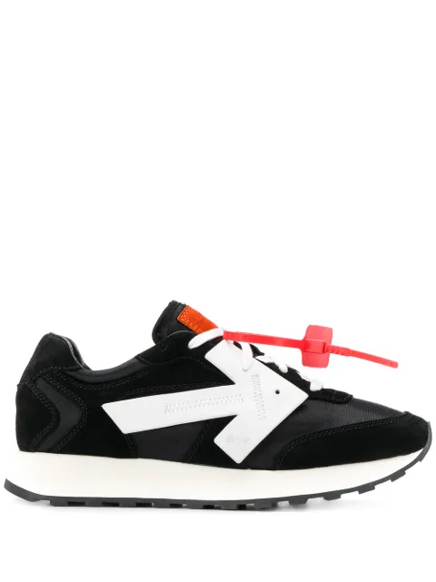 Click to view more detailed imagery on our partner's website Off-White Low-Top Sneakers Fabric Mix Suede Logo Patch Black-Combo In 1001 Black White