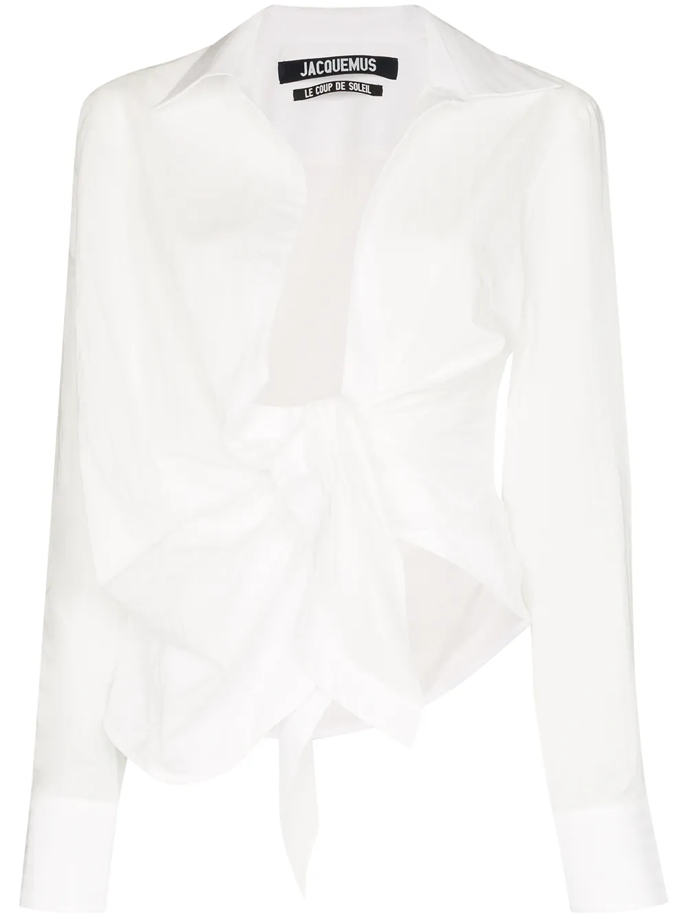 Jacquemus La Chemise Bahia Knotted Cotton Shirt In White