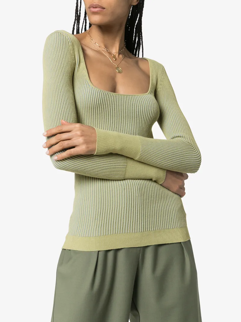 JACQUEMUS LA MAILLE ROSA STRIPED KNIT TOP