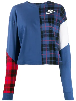 nike nrg plaid crewneck sweatshirt