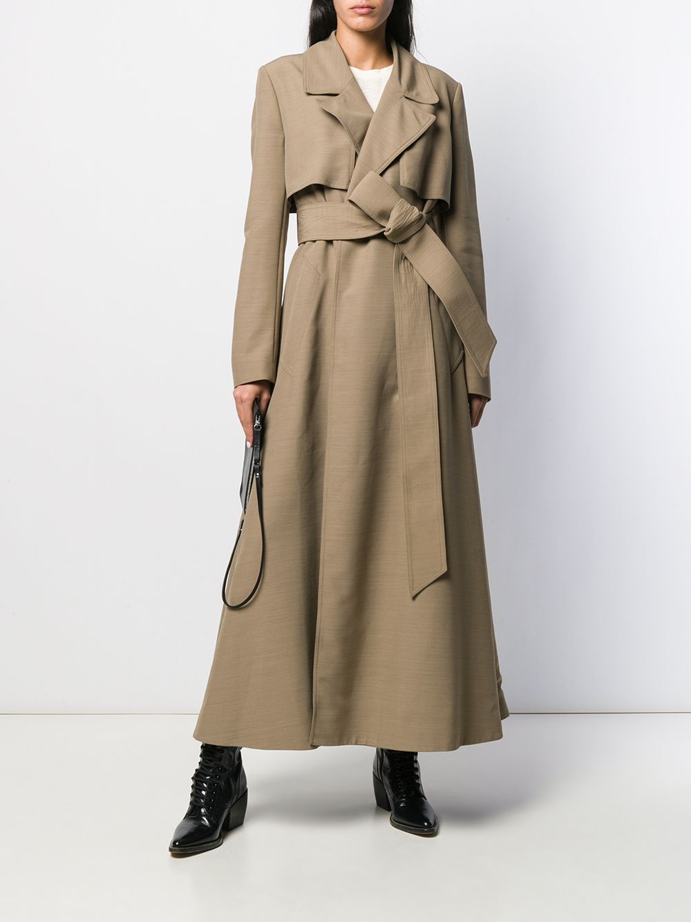 AMI Paris Large Collar Belted Trench Coat - Farfetch